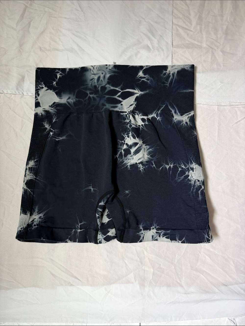 Tie-Dye Black High-Waist Bike Shorts